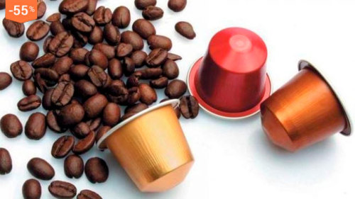 Скидка 60% на 500 капсул на выбор для кофемашин Nespresso